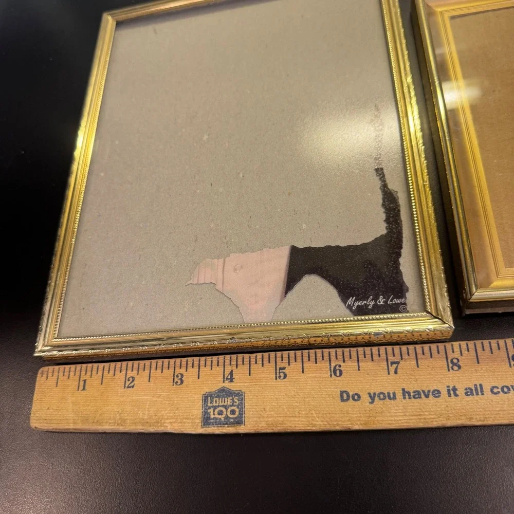 Picture Frame Set Home Decor 8x10 5x7 Gold Metallic Beveled Beaded 2pc